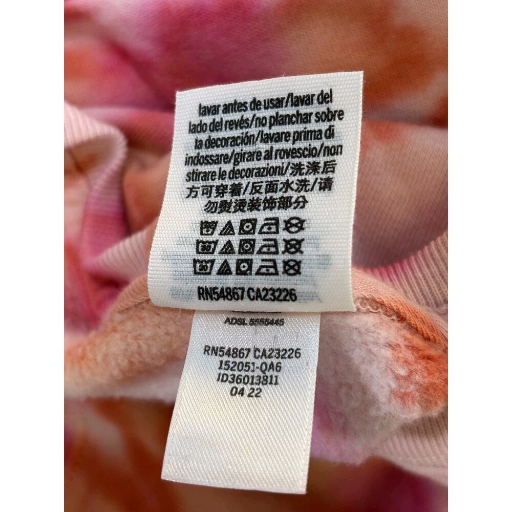 PINK Victoria's Secret Shirt Womens M Pink Orange Tie Dye Fleece Cropped Oversiz - Picture 4 of 6